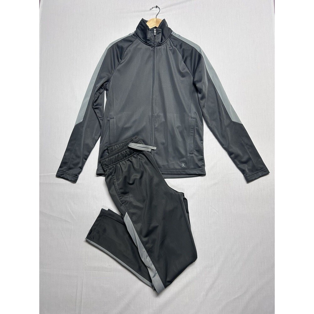 Xersion Track Suit Men’s Small Black Grey Full Zip Athletic Set
